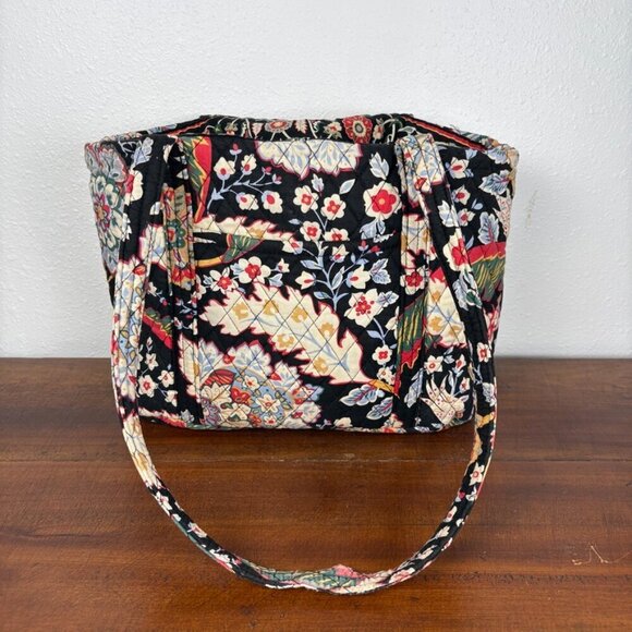 Vera Bradley Black Paisley Print Quilted Tote Bag with Toggle Closure - Picture 2 of 10